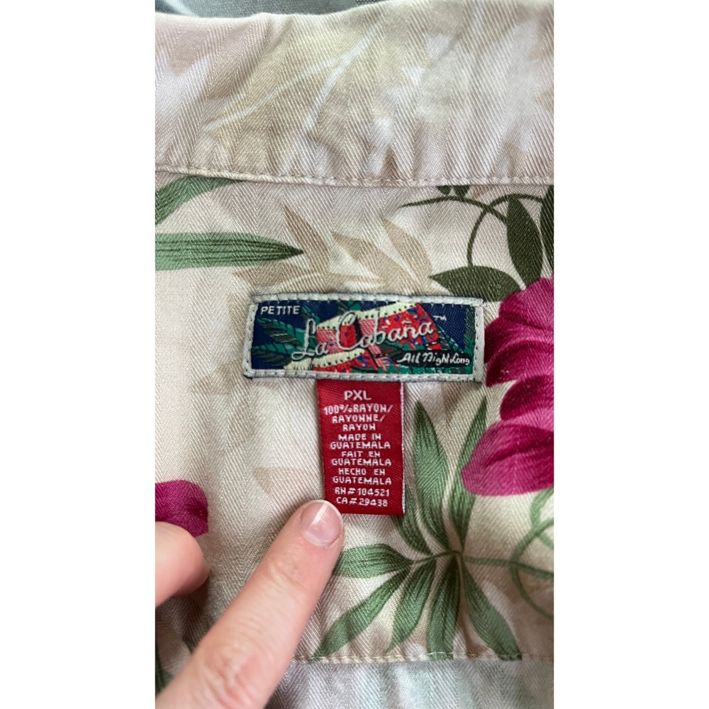 La Cabana Vintage Hawaiian Print Short Sleeve Button Down Shirt Petite XL - Picture 6 of 7